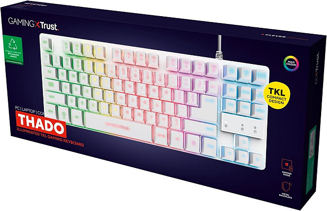Ігрова клавіатура Trust GXT 833W Thado TKL, компактна, біла, QWERTY (англійська), RGB-підсвітка, Ant Київ - фото 10