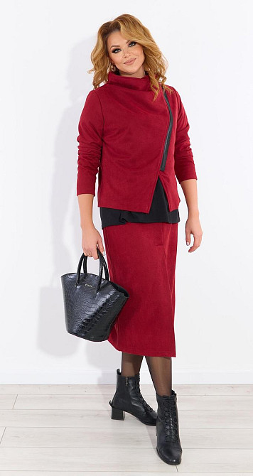 Стильний замшевий костюм зі спідницею (48) Київ - фото 2