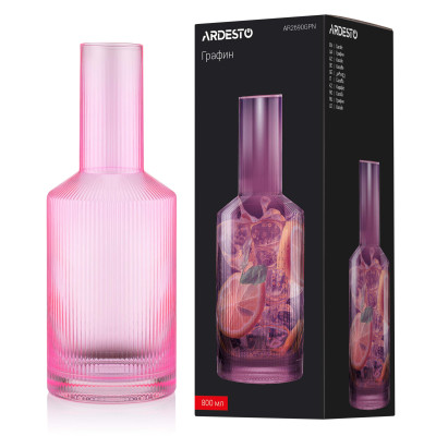 Графин Ardesto 800мл, боросилікатне скло, рожевий (AR2690GPN) Винница - изображение 7