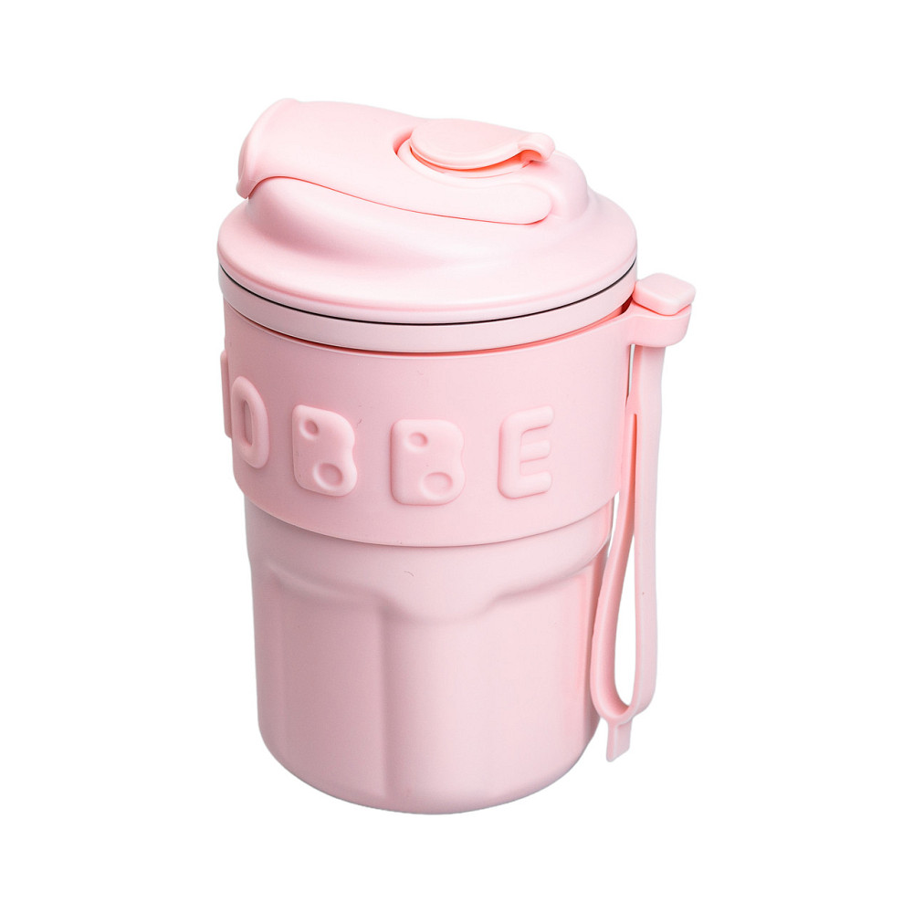 Термочашка Chiobbe з трубочкою та ремінцем 450 мл рожева HP-14-18P Коломия - фото 1