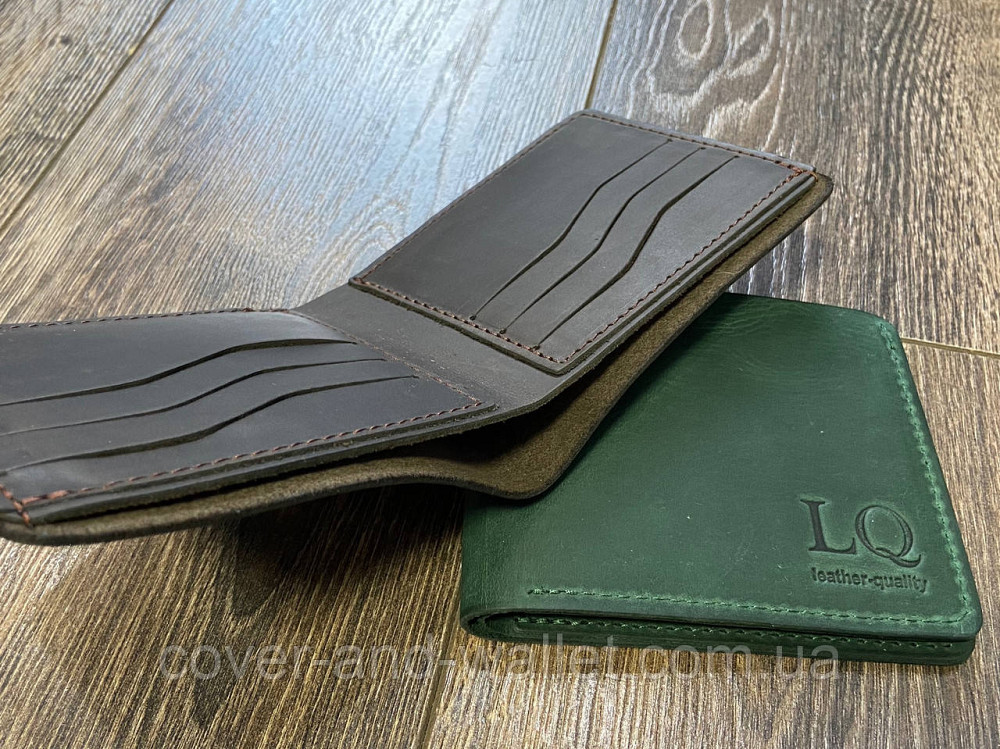 Тонкий коричневий гаманець без монетниці Grande Pelle Onda Київ - фото 3