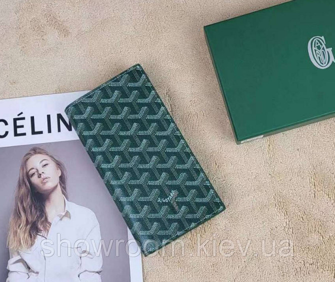 Мужской бумажник с отделением для телефона Goyard (099) Lux green Киев - изображение 2