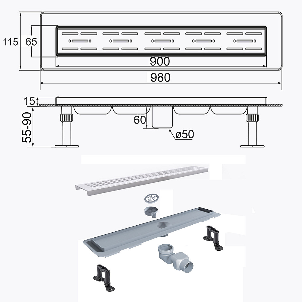Трап лінійний душовий TILLO TM009-90 90см Тернопіль - фото 8