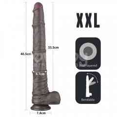 Фалоімітатор - Dual Layered Bendable Silicone Cock XXL 16'' Black Sex Aura Київ