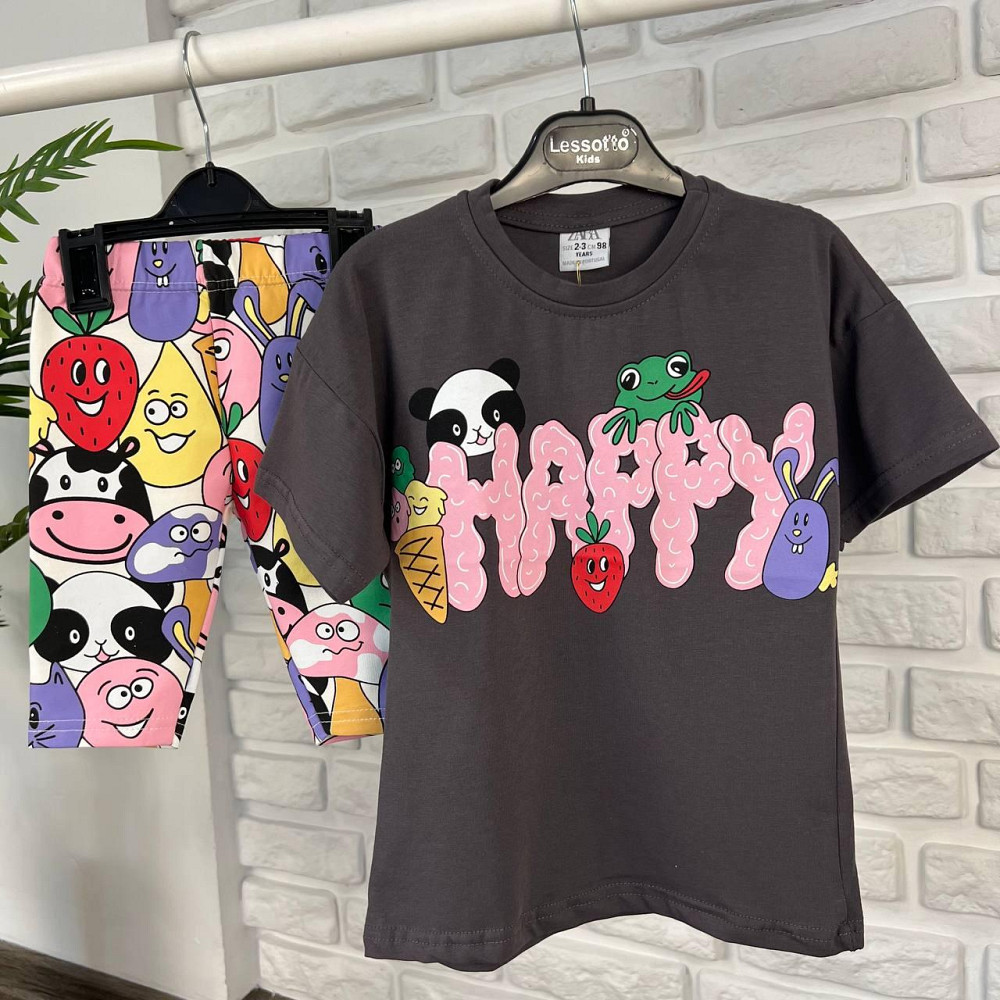 Дитячий Літній Костюм для Дівчинки Футболка та Велосипедки Туреччина 3-4 роки 98-104см пакунок малюка Киев - изображение 1