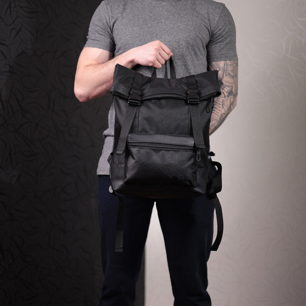 Рюкзак для ноутбука из вставками эко-кожи Черный (FABRA) Киев - изображение 4