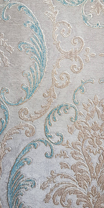 Шпалери вінілові на флізеліні AdaWall Seyyah 1.06х10 завитки вензелю великі структурні сині золото на сірому Київ - фото 4