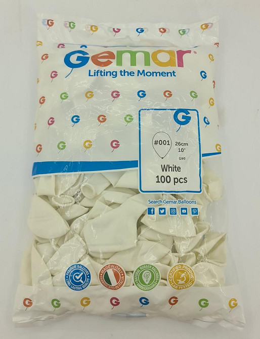 Повітряні кулі пастель білий 10" (25 см) Gemar 100 шт (1 пач.) Харків - фото 3