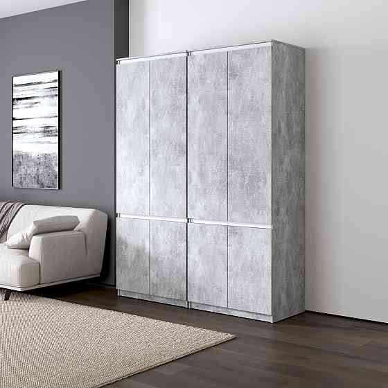 Шкаф для одежды VAYS, со штангой и полками, комплект из 2 шкафов R10+R24 Бетон-Белые планки Львов