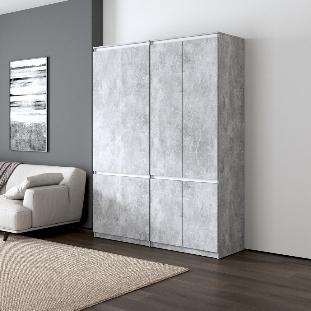 Шафа для одягу VAYS, зі штангою та полицями, комплект з 2 шаф R10+R24 Бетон-Білі планки Львів - фото 1