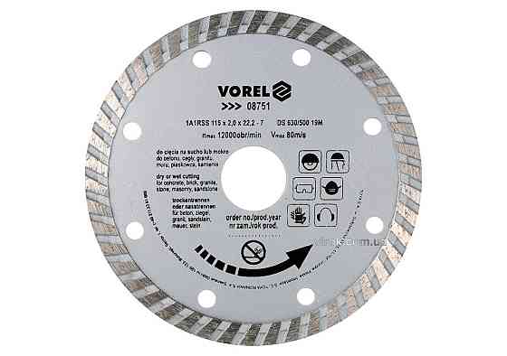 Диск відрізний алмазний VOREL : TURBO Ø= 115 мм [20/200] Одеса