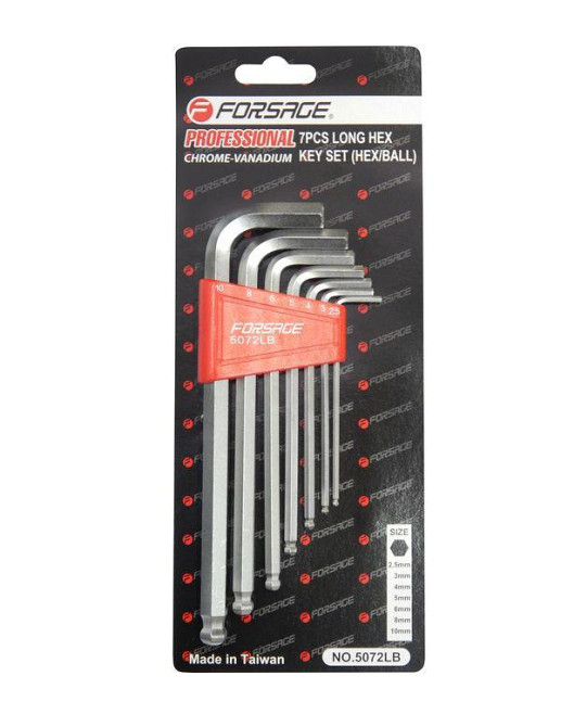 Набір ключів Г-подібних довгих з шаром 6-граних, 7пр. (2.5, 3-6, 8, 10мм) в пластиковому тримачі Одеса - фото 1