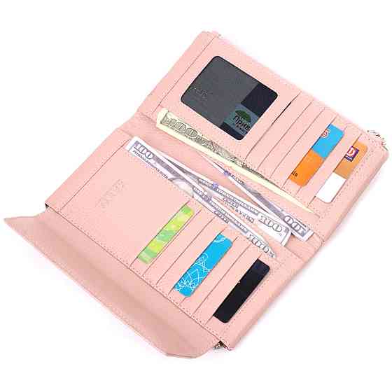 Вместительный женский кошелек из натуральной кожи KARYA 21358 Розовый Киев