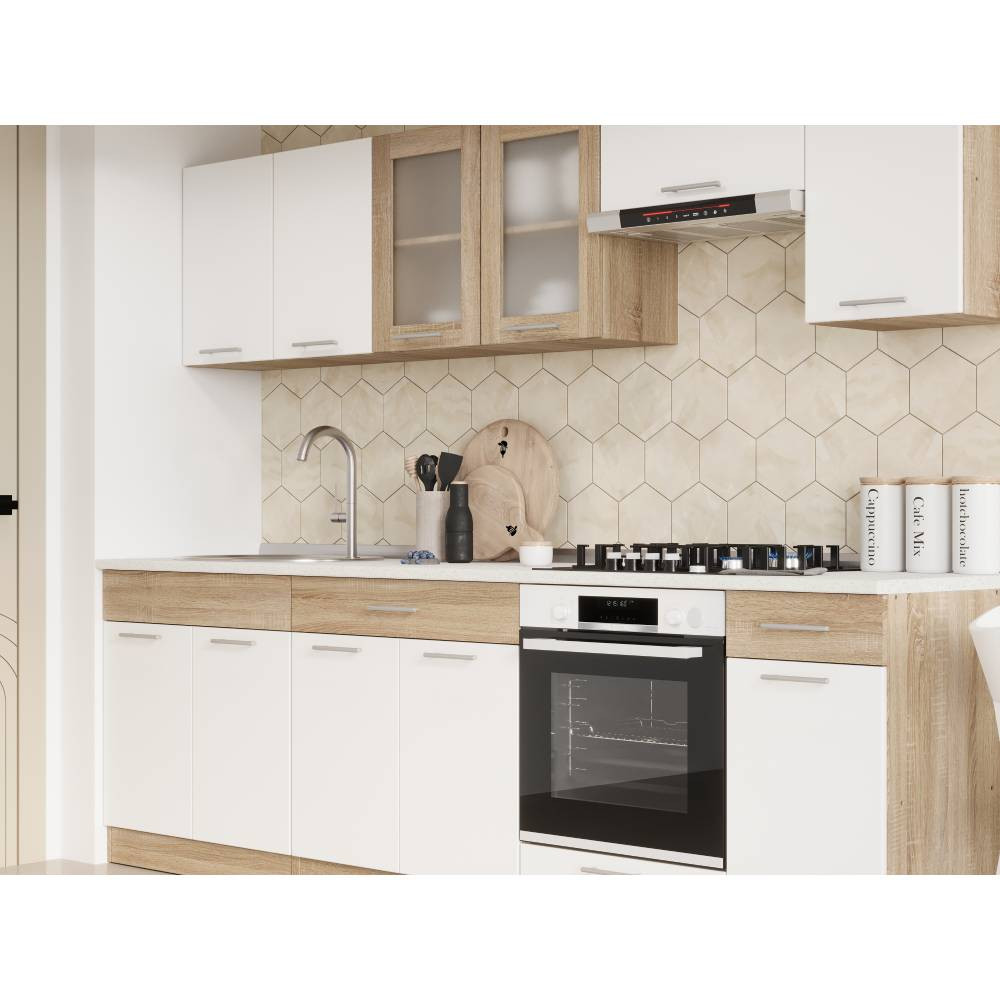 Кухня модульная Эверест Эко набор №5 дуб сонома/нимфея альба (белый) 2.6 м столешница Скай (DTM-071059) Львов - изображение 3