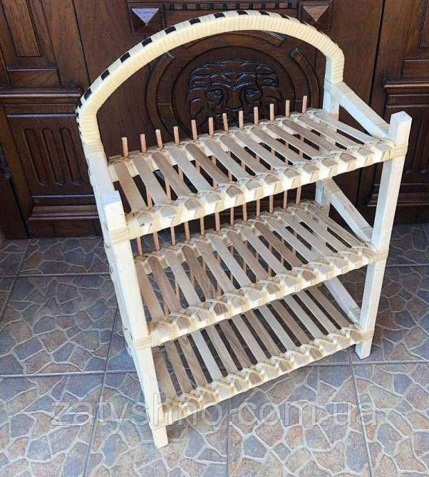 Этажерка плетеная из лозы и дерева светлая Киев - изображение 4