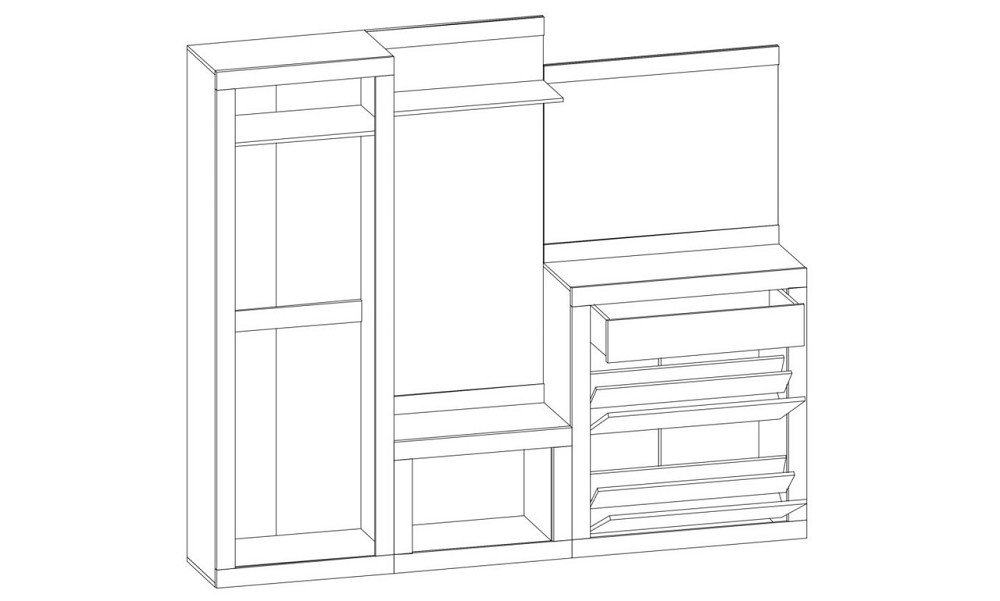 Передпокій Парма (комплект 226 см) Мебель Сервіс Дуб Апріл, Чорний лак Львів - фото 2