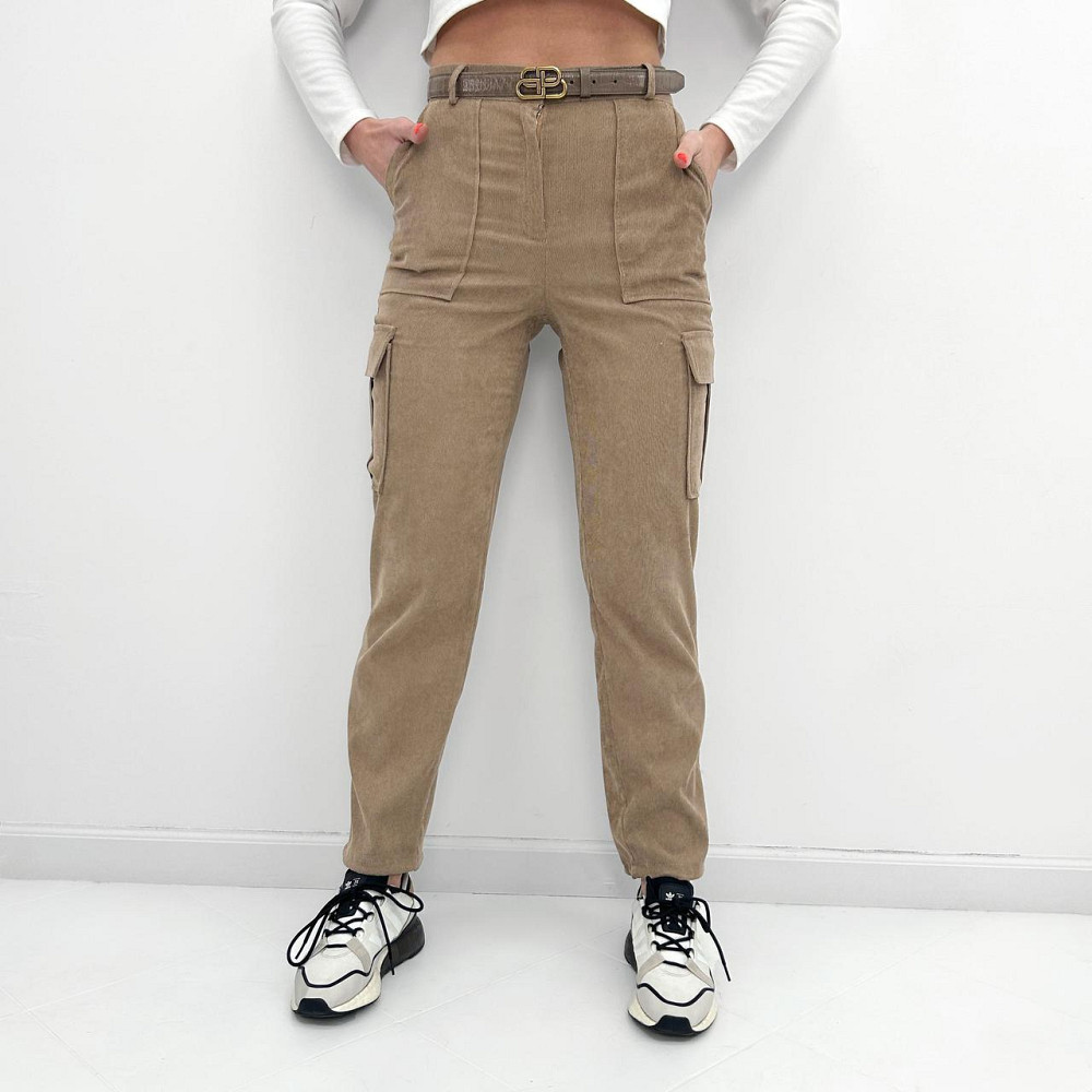 Жіночі вельветові брюки карго "Urban" оптом | Батал Бежевий, 52 Київ - фото 7