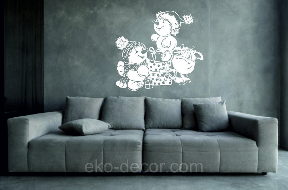 Декоративное настенное Панно «Снеговик», Декор на стену 70*63 см. Киев - изображение 4