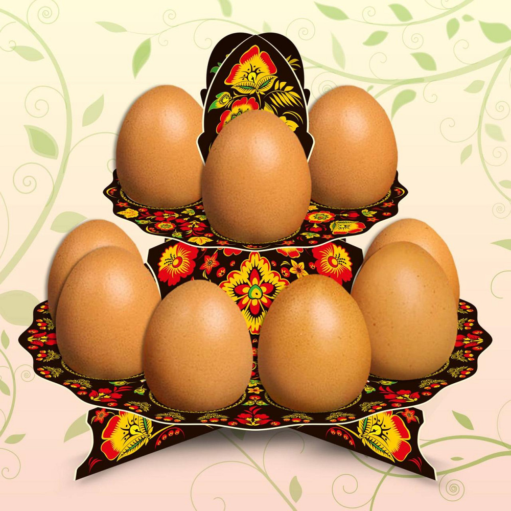 Декоративная подставка для яиц №12 "Хохлома" (12 яиц) высокая (1 шт) Харків - фото 1