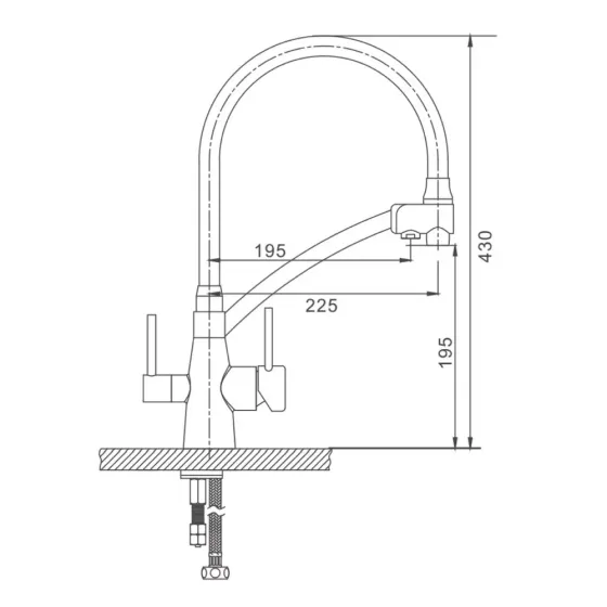 Змішувач для кухні з підключенням до фільтру GAPPO G4398 та гнучким виливом, сірий/сатин Київ