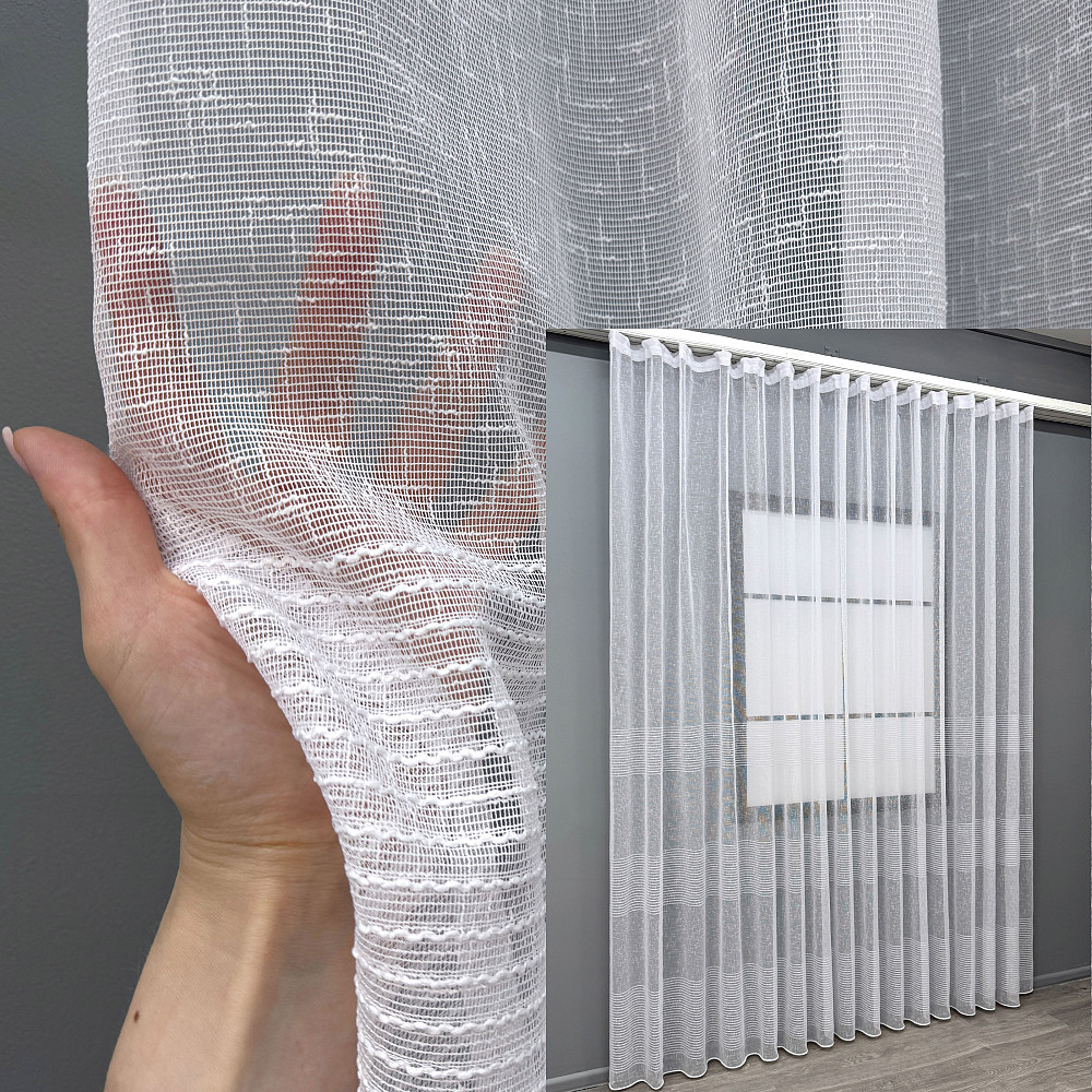 Тюль VR-Textil 2121т Преміум льон з вишивкою Білий 400х270 см (42-1337) Київ - фото 1