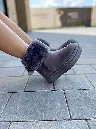 Женские ботинки 8323-6 серые эко-замша зима высота 18 см скрытая танкетка 7.5 см (1137) 38р.39р Коломия