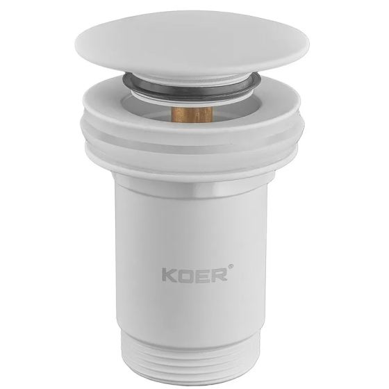 Донный клапан для раковины Koer PW-08-03 1 1/4'' без перелива автоматический СLICK-СLACK (Цвет белый) (KR5787) Киев
