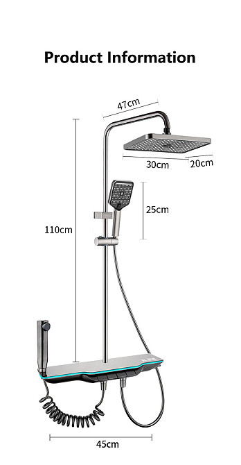 Душевая система с тропическим душем и автоматической термостатической душевой системой Gun Grey (746414807) Киев - изображение 9
