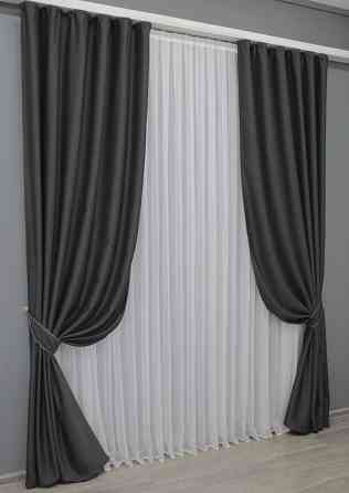 Комплект готовых штор VR-Textil Блэкаут Midnight № 1399ш Графитовый 150х270 см 2 шт (33-0803) Киев