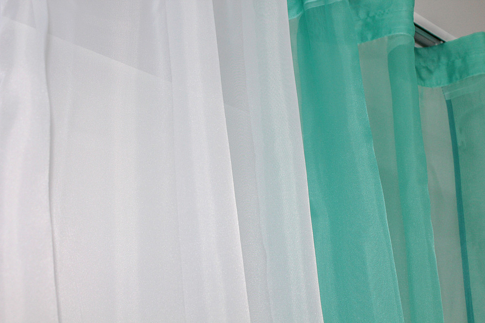 Кухонні штори VR-Textil № 017к комбіновані з підв'язками бірюзовий з білим 265х170 см (50-112) Київ - фото 4