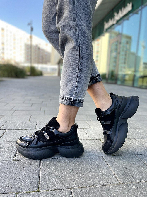 Molly Кросівки жіночі MOLLY 819 чорні (весна-осінь, шкіра+замша натуральна) (5162) 37р.38р.39р. Коломыя - изображение 4