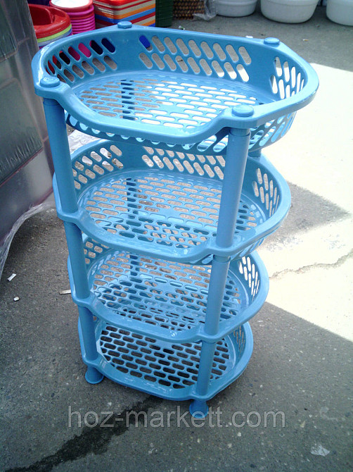 Полиця етажерка пластикова для ванної та кухні (блакитна) Харків - фото 3