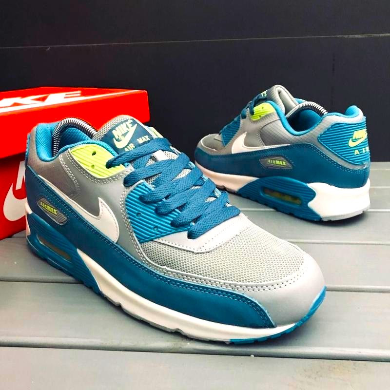 Мужские Серые Кроссовки Nike Air Max 90 Синие Найк (размеры: 42,43,44,45,46) Видео Обзор Днепр - изображение 3