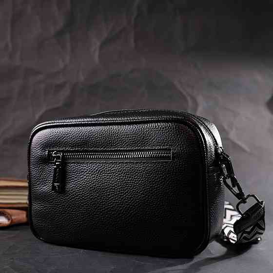 Жіноча сумка з палітуркою з натуральної шкіри Vintage 22406 Чорна Київ