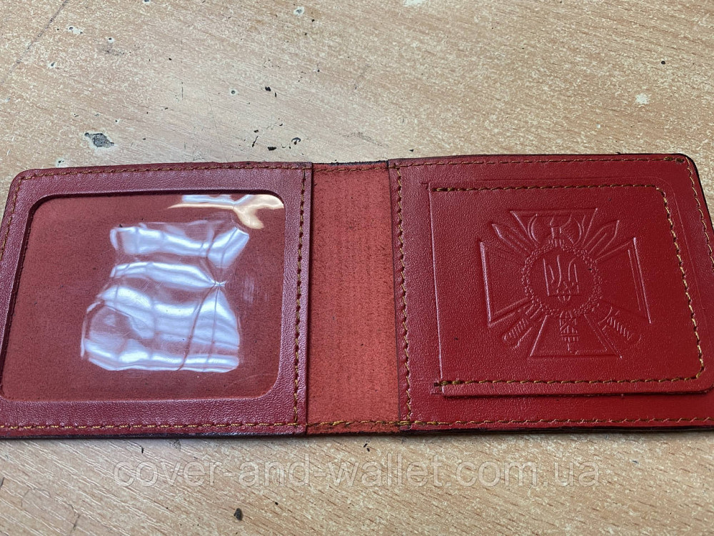 Шкіряна обкладинка СБУ з додатковою кишенею червоного кольору Київ - фото 4