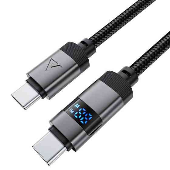 Кабель ACEFAST C15-03 USB-C to USB-C zinc alloy digital display braided charging data cable Black Одеса