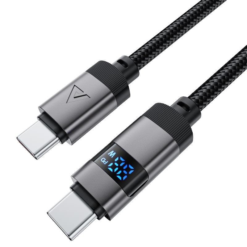 Кабель ACEFAST C15-03 USB-C to USB-C zinc alloy digital display braided charging data cable Black Одеса - фото 3