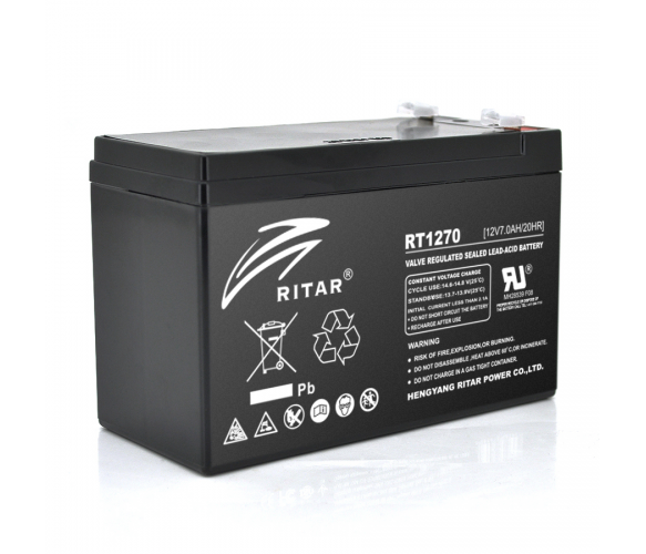 Аккумуляторная батарея AGM RITAR RT1270B, Black Case, 12V 7.0Ah ( 151 х 65 х 94 (100) ) Q10 Полтава - изображение 1