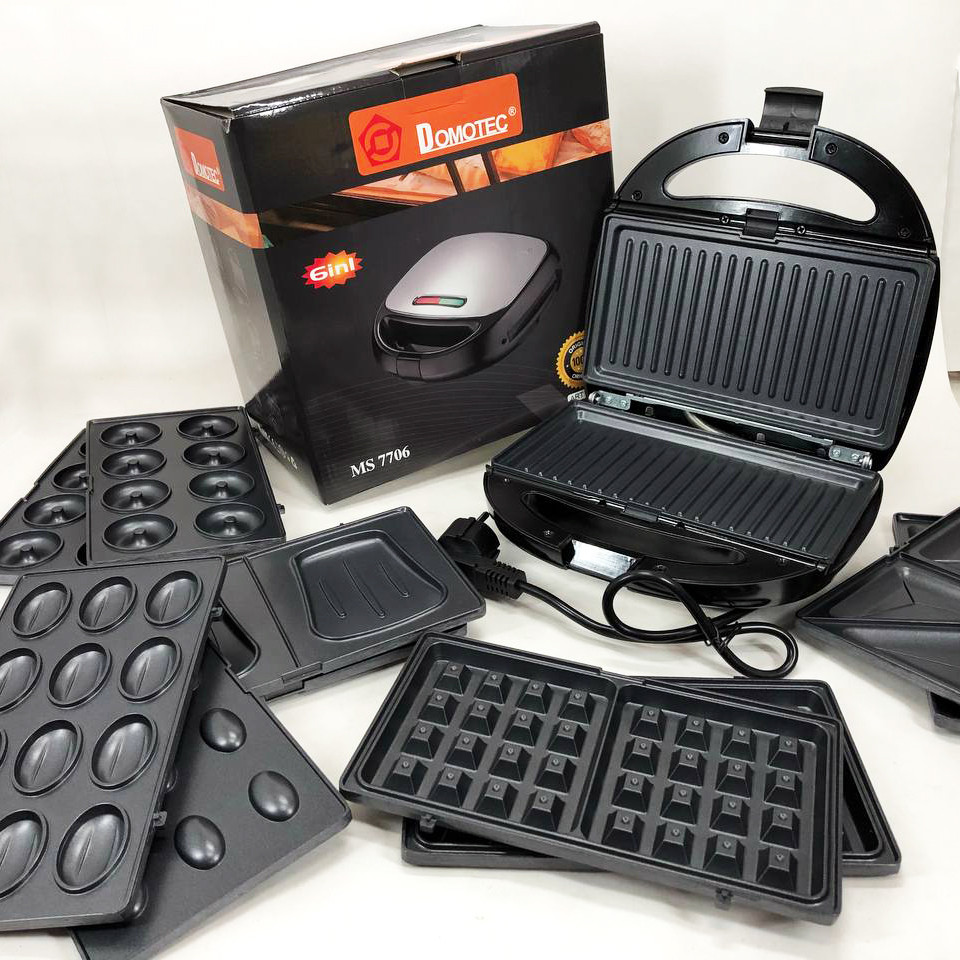 Мультипекар з пластиною для приготування бутербродів Domotec MS-7706 1000 w, Гриль електричний для дачі QB-98 Львів - фото 6