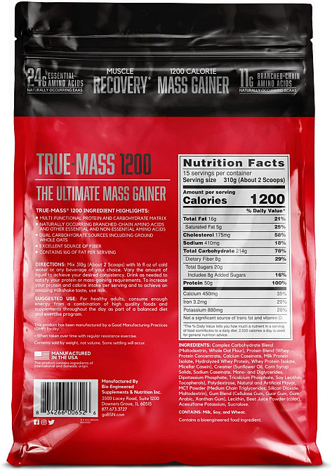 Гейнер BSN True Mass 1200 4.65 kg (Strawberry) Луцк - изображение 3