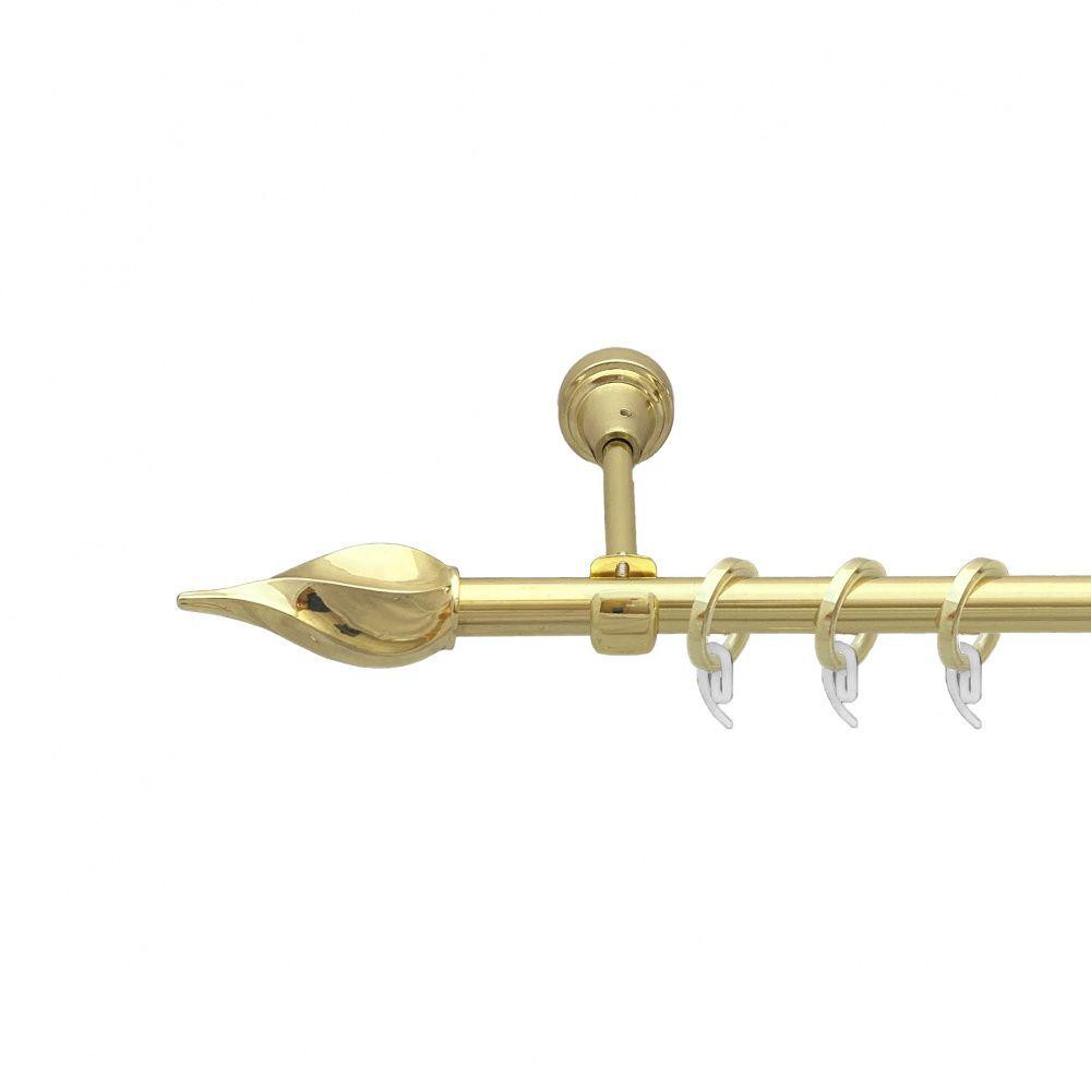 Карниз Orvit Твісто металевий однорядний відкритий гладка труба кільце фасонне металеве  Золото 16 мм 160 см Львов - изображение 1