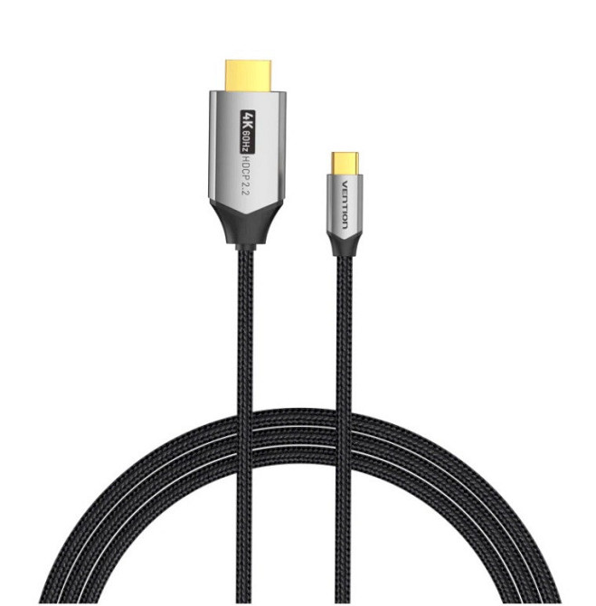 Кабель Vention USB-C на HDMI 1.5м черный текстильный Киев - изображение 5