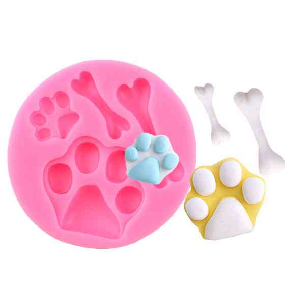 Молд силиконовый Следы собачьи и косточки 75 мм розовый Киев