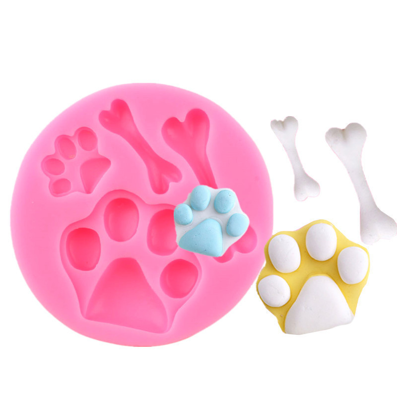 Молд силиконовый Следы собачьи и косточки 75 мм розовый Киев - изображение 5