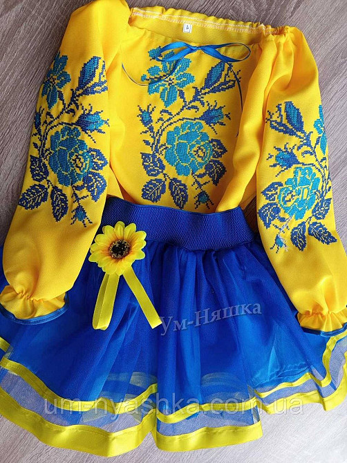 Синьо-жовтий костюм вишиванка "Троянда" Кривий Ріг - фото 4