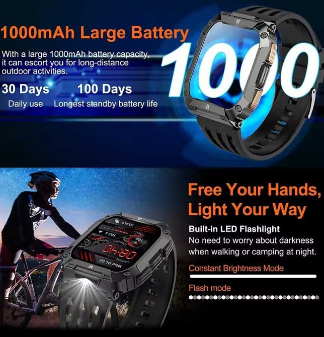 Смартгодинник: G68 PRO. NFC. 3D-меню. 1000mAh. LED-ліхтарик. Київ - фото 6