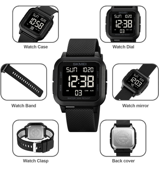 Годинник чоловічий водостійкий тактичний Skmei Chess Black Вінниця - фото 20
