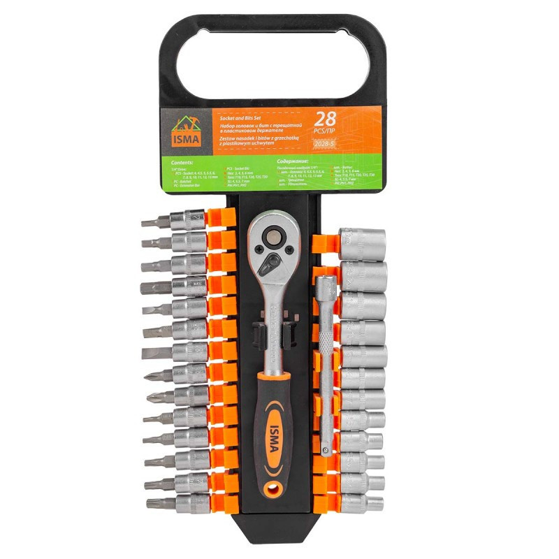 Набор головок та біт з тріскачкою 28пр. 1/4'' ISMA IS-2028-5 Одесса - изображение 1