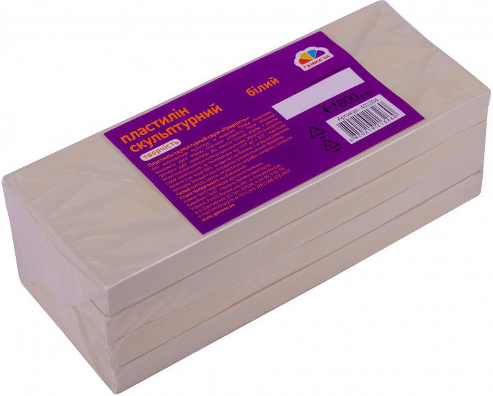 Пластилін "Гамма Нововолинськ" "Скульптурний" "Творчість" білий 800гр. 402304, шт Київ - фото 1