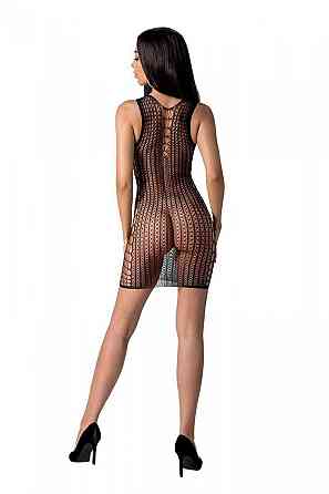 Мінісукня з вертикальним візерунком Passion BS097 One Size, black, плетіння з боків Sex Aura Київ